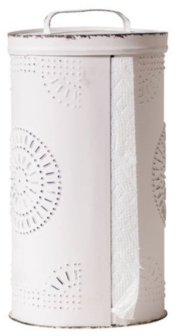 Punched Tin Paper Towel Dispenser – Rustic White Farmhouse Kitchen