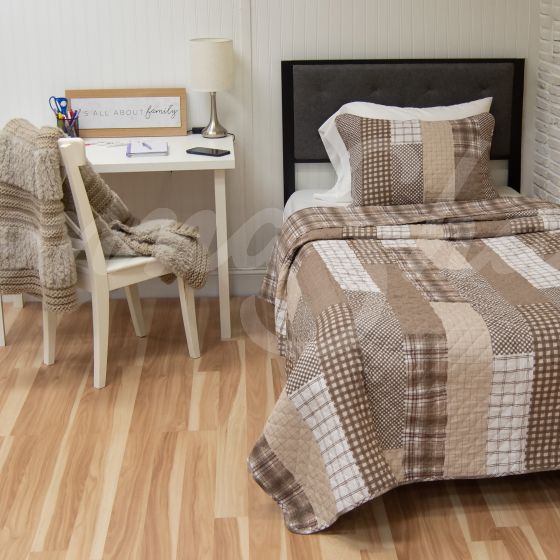 Highland Plaid Cotton 3pc Quilted Bedding Set (reversable)