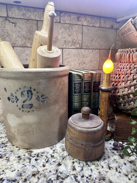 Antique English Wood Spool Lamps