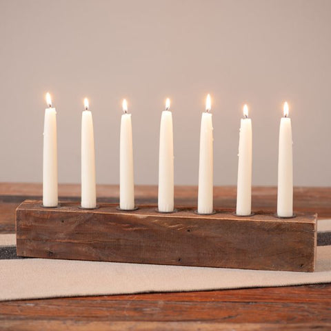 Vintage Wood Block Seven Candle Holder