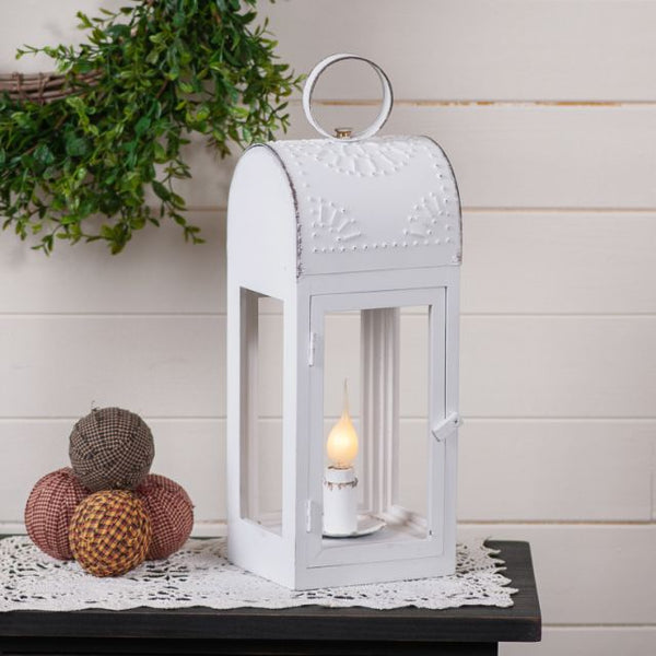 Wooden Lakeview Lantern in Rustic White