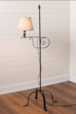 Wrought Iron Flame Tip Adjustable Floor Lamp with Shade