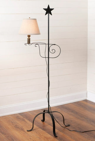 Wrought Iron Star Top Adjustable Floor Lamp with Shade