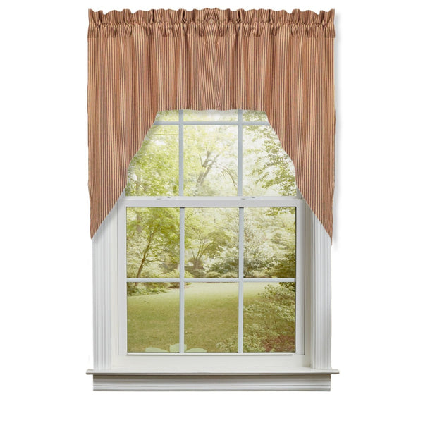 York Ticking Swag Barn Red 72x36 – Primitive Farmhouse Window Swags