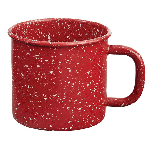 These Granite Enamelware Red Mugs add a bold pop of color to your table top decor! Combine with the dinner plates, salad plates, and bowls for a complete setting! So beautiful!  Colors: Christmas Red & Candlelight White