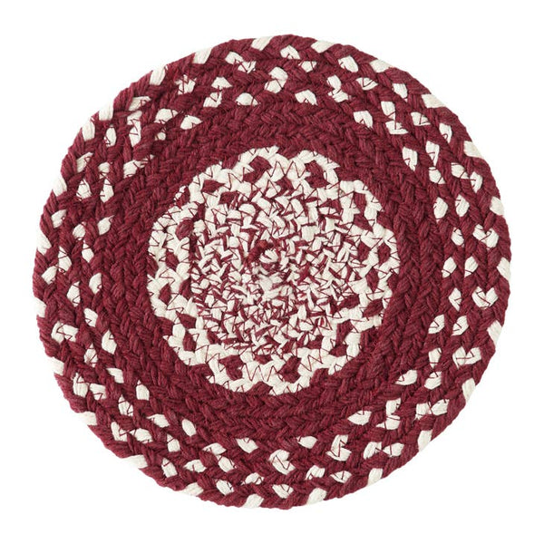 Cortland Braided Trivet 8 in. set/4  Colors: Brick Red and Cream