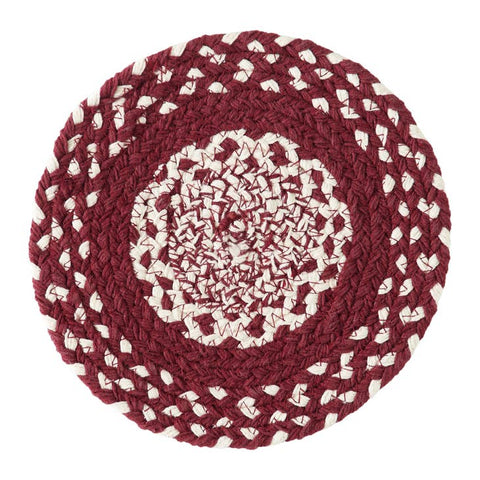 Cortland Braided Trivet 8 in. set/4  Colors: Brick Red and Cream
