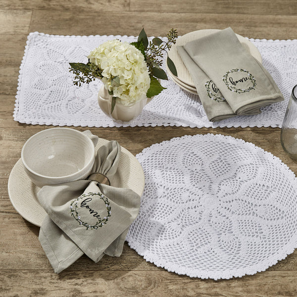 Kadia Lace Table Runner 36" L - White