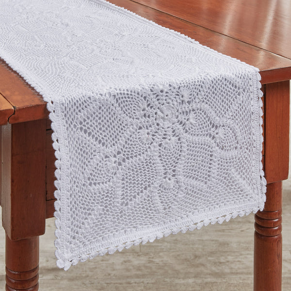 Simply beautiful! The Kadia White Lace Table Runner 60" are simple beauty on their own and, being a neutral color, they will fit in with any decor! The runners are available in two different sizes!