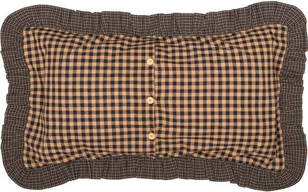 Maisie King Sham 21x37, Courthouse step block accented with Irish Chain patchwork and 8-point star in center. Primitive Country Farmhouse Bedding Home Decor.