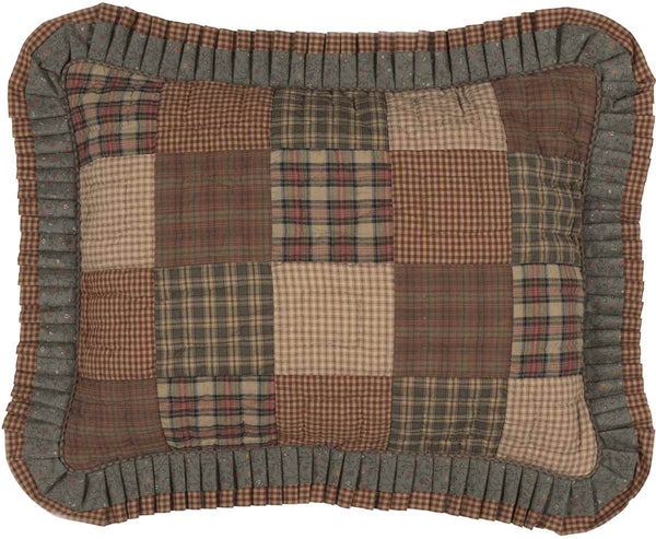 Crosswoods Standard Sham 21x27, Plaids, microchecks, and delicate floral patterns are crafted together in tan, blue, and red. Primitive Country Farmhouse Bedding Home Decor.