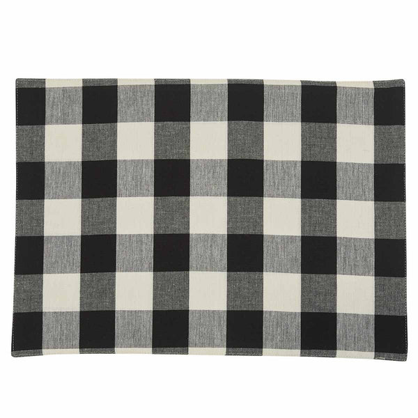 Wicklow Check Backed Placemat - Black & Cream Set of 4