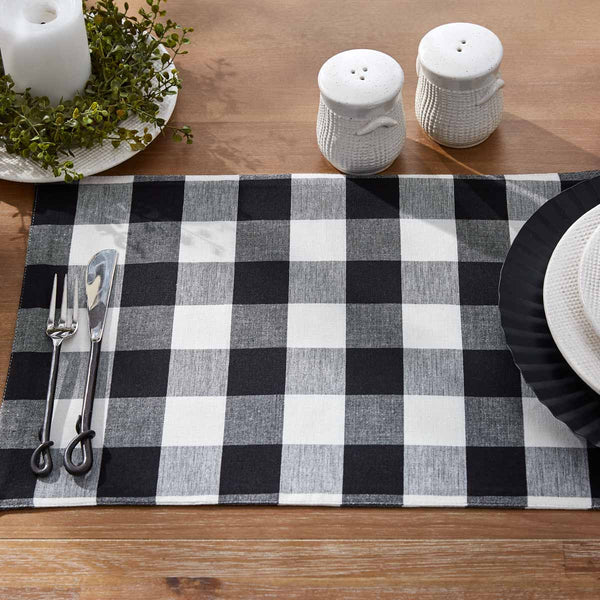 Wicklow Check Backed Placemat - Black & Cream Set of 4