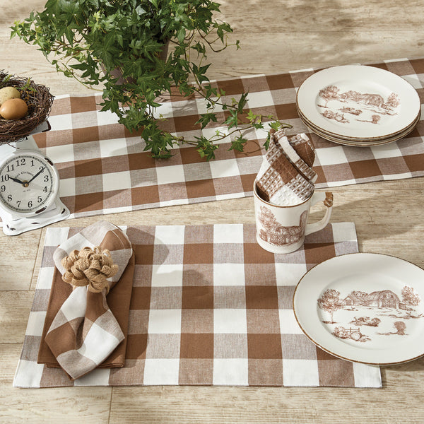 WICKLOW BACKED PLACEMAT - BROWN AND CREAM