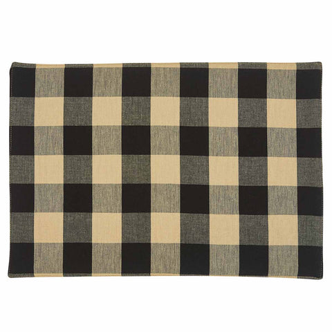 Wicklow Check Backed Placemat - Black and Tan Set of 4