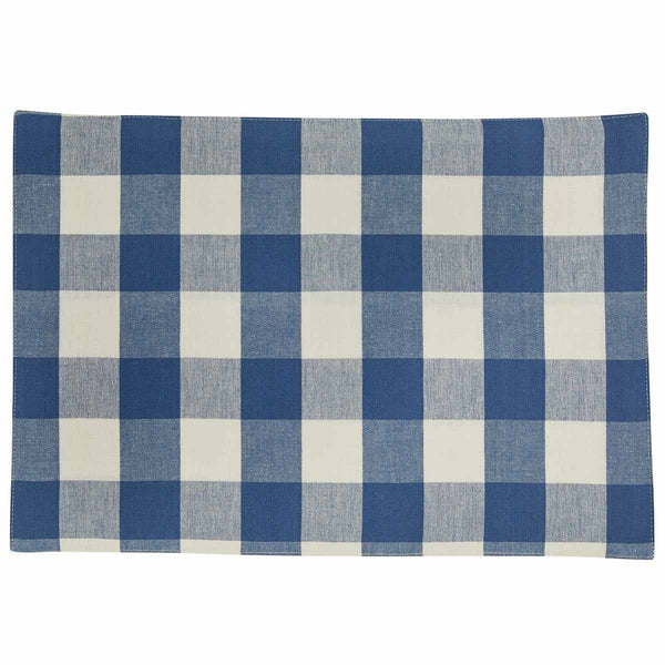 Wicklow China Blue Buffalo Check Placemat Measures: 13" X 19" Primitive Country Farmhouse Home Table Kitchen Decor.