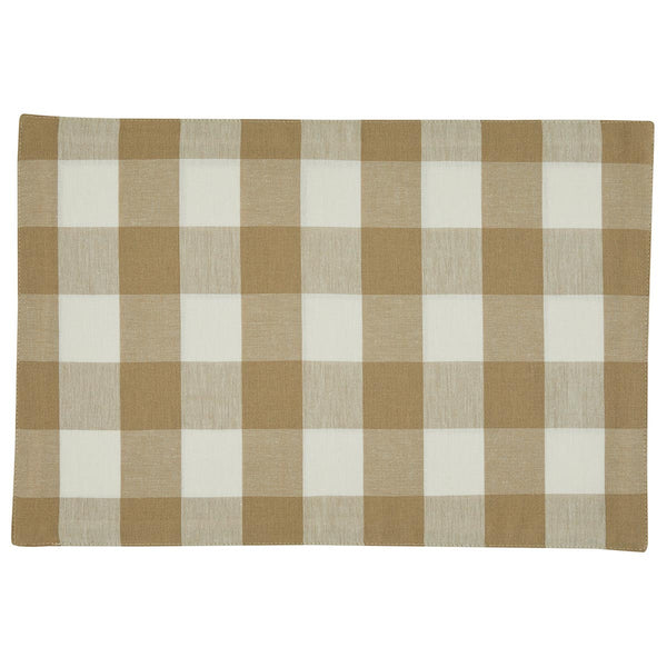 Wicklow Check Backed Placemat - Natural Tan and Cream Set of 4