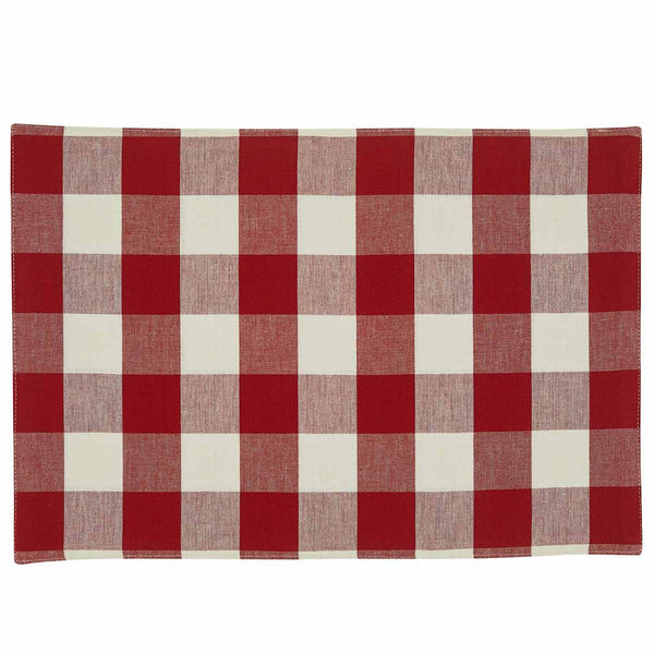 Wicklow Check Backed Placemat - Red & Cream Set of 4