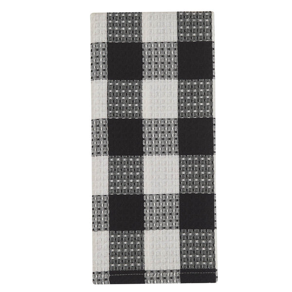 Wicklow Check Waffle Dishtowel - Black & Cream Set of 6