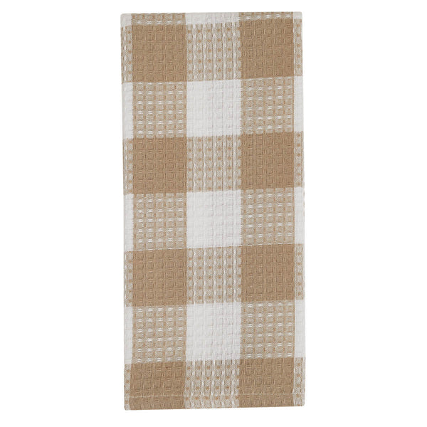 ***This product is ordered in at the time you place your order, please allow an extra week before this ships*** Wicklow Check Waffle Dishtowel - Natural Set of 6 Buffalo Check Dishtowel Measures approx. 18" X 28"