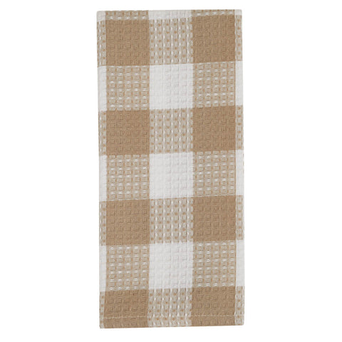 ***This product is ordered in at the time you place your order, please allow an extra week before this ships*** Wicklow Check Waffle Dishtowel - Natural Set of 6 Buffalo Check Dishtowel Measures approx. 18" X 28"