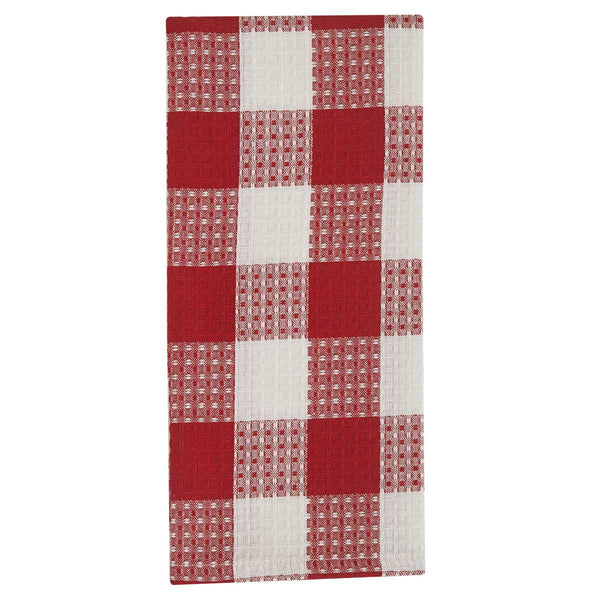 ***This product is ordered in at the time you place your order, please allow an extra week before this ships*** Wicklow Check Waffle Dishtowel - Red and Cream; Set of 6 Buffalo Check Dishtowel Measures approx. 18" X 28".