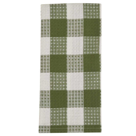 ***This product is ordered in at the time you place your order, please allow an extra week before this ships*** Wicklow Check Waffle Dishtowel - Sage Set of 6 Buffalo Check Dishtowel Measures approx. 18" X 28"