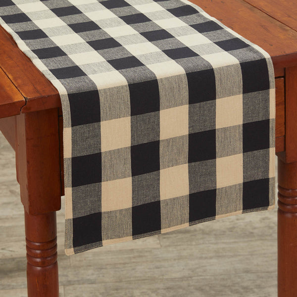 Wicklow Black and Tan Buffalo Check Table Runner Measures: 14" X 72" Primitive Country Farmhouse Home Table Kitchen Decor.