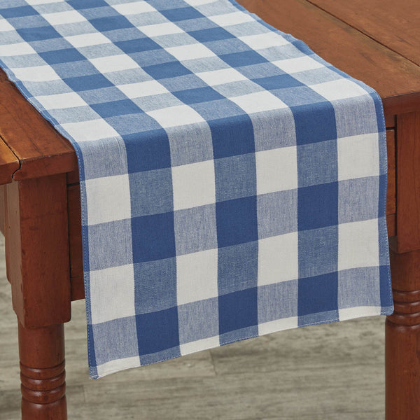 Wicklow China Blue Buffalo Check Table Runner Measures: 13" X 36" Primitive Country Farmhouse Home Table Kitchen Decor.