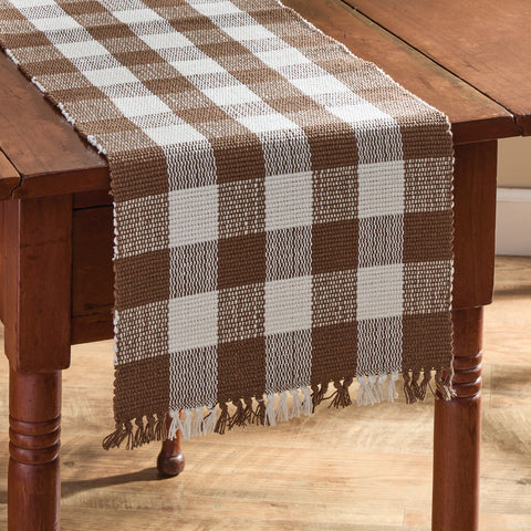 WICKLOW TABLE RUNNER YARN 13"X36" - BROWN AND CREAM