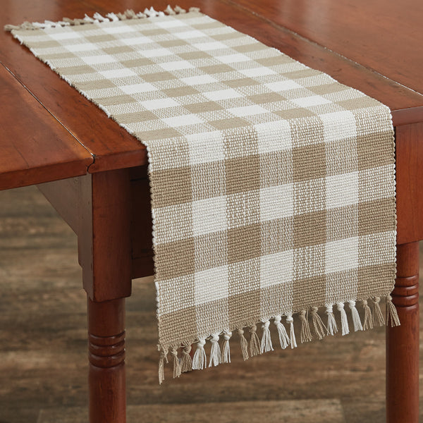 Wicklow Natural Buffalo Check Table Runner Measures: 13" X 36" Primitive Country Farmhouse Home Table Kitchen Decor.