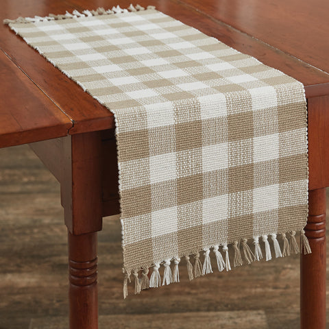 Wicklow Natural Buffalo Check Table Runner Measures: 13" X 36" Primitive Country Farmhouse Home Table Kitchen Decor.