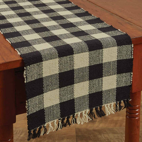 Wicklow Black and Tan Buffalo Check Table Runner Measures: 13" X 36" Primitive Country Farmhouse Home Table Kitchen Decor.