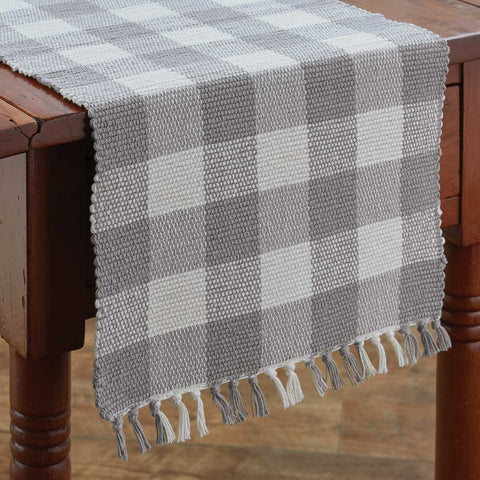 Wicklow Dove Gray Buffalo Check Table Runner Measures: 13" X 36" Primitive Country Farmhouse Home Table Kitchen Decor.