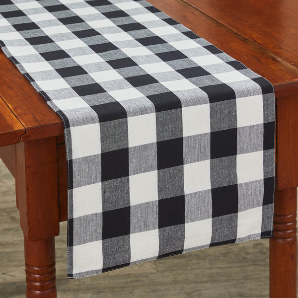 Wicklow Black and Cream Buffalo Check Table Runner Measures: 13" X 54" Primitive Country Farmhouse Home Table Kitchen Decor.