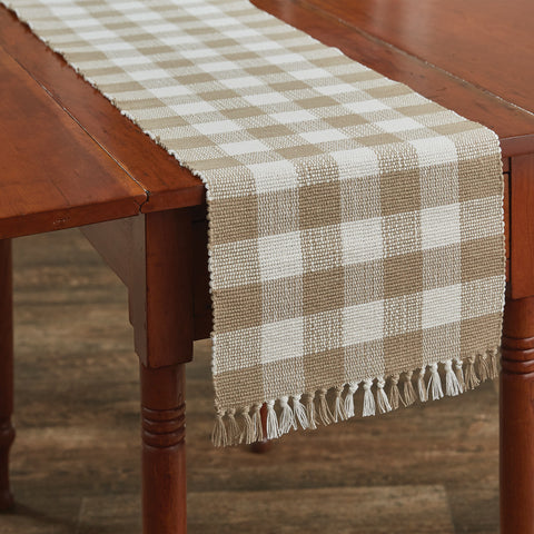 Wicklow Natural Buffalo Check Table Runner Measures: 13" X 54" Primitive Country Farmhouse Home Table Kitchen Decor.