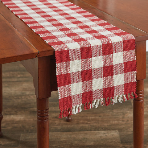 Wicklow Red and Cream Buffalo Check Table Runner Measures: 13" X 54" Primitive Country Farmhouse Home Table Kitchen Decor.