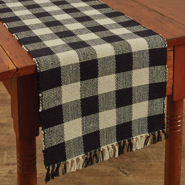 Wicklow Black and Tan Buffalo Check Table Runner Measures: 13" X 54" Primitive Country Farmhouse Home Table Kitchen Decor.