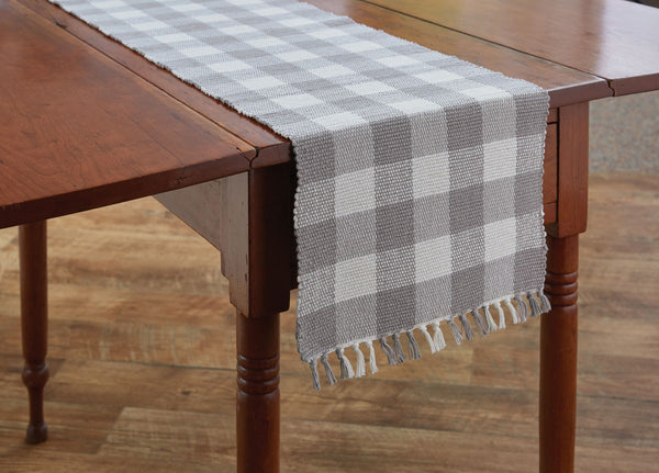 Wicklow Dove Gray Buffalo Check Table Runner Measures: 13" X 54" Primitive Country Farmhouse Home Table Kitchen Decor.