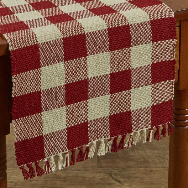 Wicklow Garnet Buffalo Check Table Runner Measures: 13" X 54" Primitive Country Farmhouse Home Table Kitchen Decor.