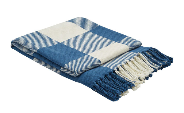 Wicklow Check Throw - China Blue