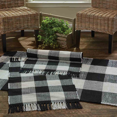 Wicklow Check Rag Rug - 2' x 3' - Black & Cream