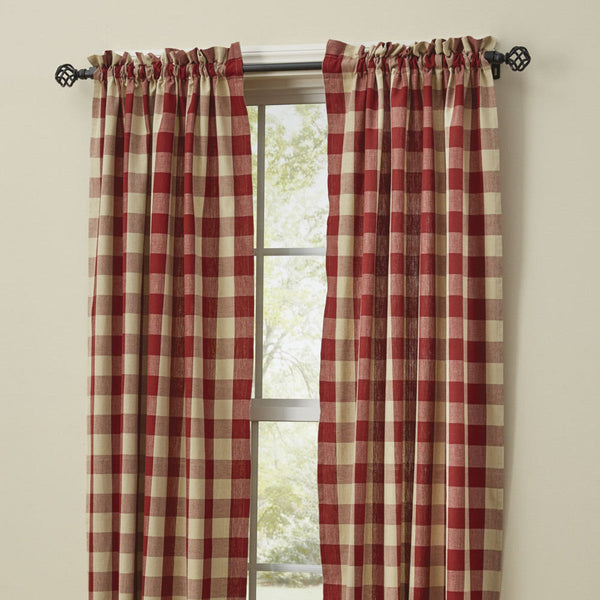 The Wicklow Garnet Panels offer a sweet, uncomplicated look! These  panels come with fabric tiebacks for a little versatility in style! Measures approx. 72" x 63" Made of 100% cotton fabric. Visit website for FREE s/h & discount offers. Primitive Country Farmhouse Window Treatments Curtains.