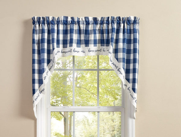 Wicklow Home Sweet Home Lined Swags 36" L - China Blue