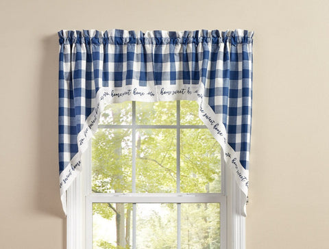 Wicklow Home Sweet Home Lined Swags 36" L - China Blue