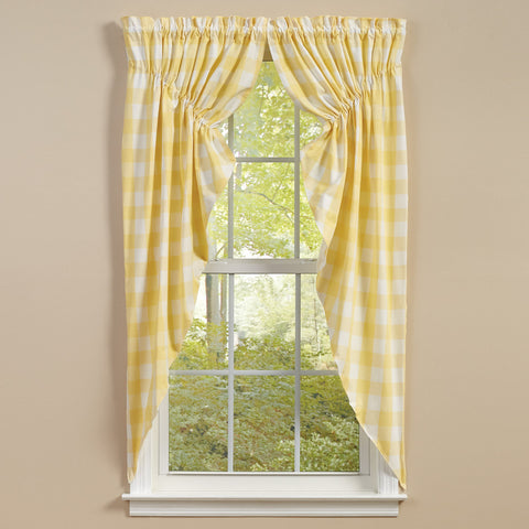 Wicklow Lined Gathered Swags 63" L - Yellow