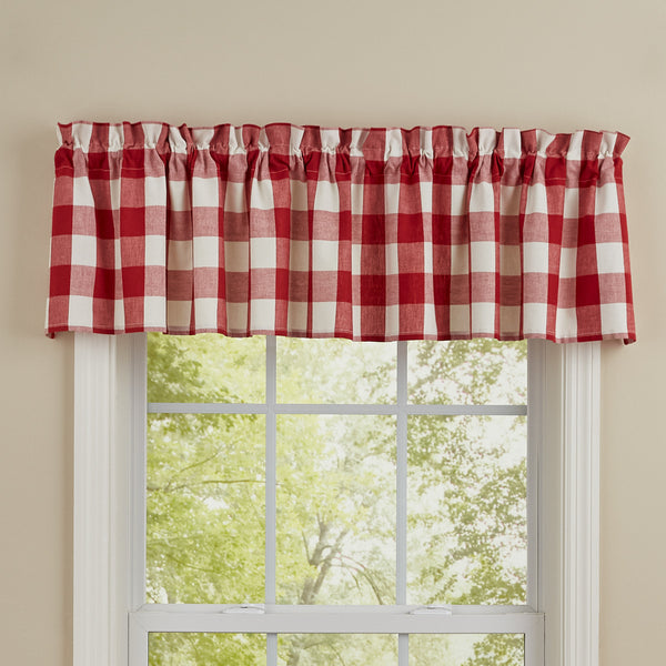 Wicklow Check Valance - 14"L - Red  and Cream