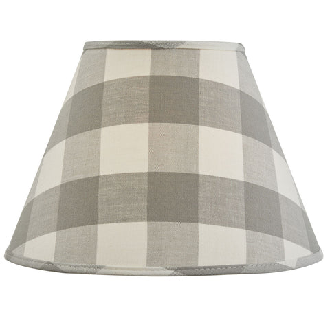 This Wicklow Check 12" Shade offers a beautiful Dove Gray and White color scheme! A charming accessory for your country home! Also available in a 10" shade (sold separately)!  Colors: Dove Gray & Candlelight White