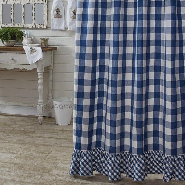 Wicklow Ruffled Shower Curtain 72" X 72" - China Blue