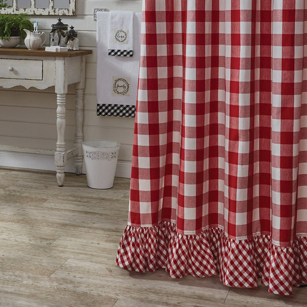 Wicklow Ruffled Shower Curtain 72" X 72" - Red